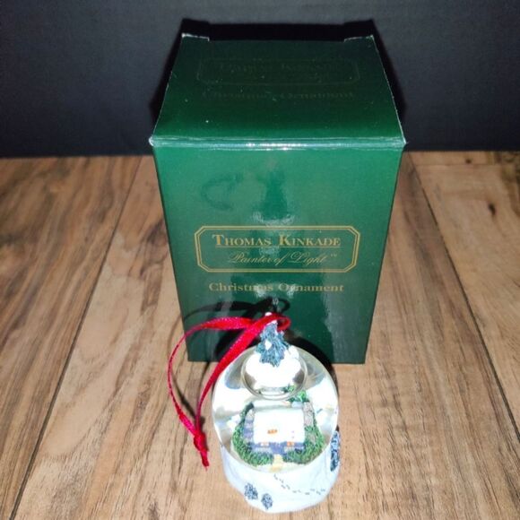 Vintage 1999 Thomas Kinkade Stonehearth Hutch Christmas Ornament Mini Globe - Picture 1 of 8